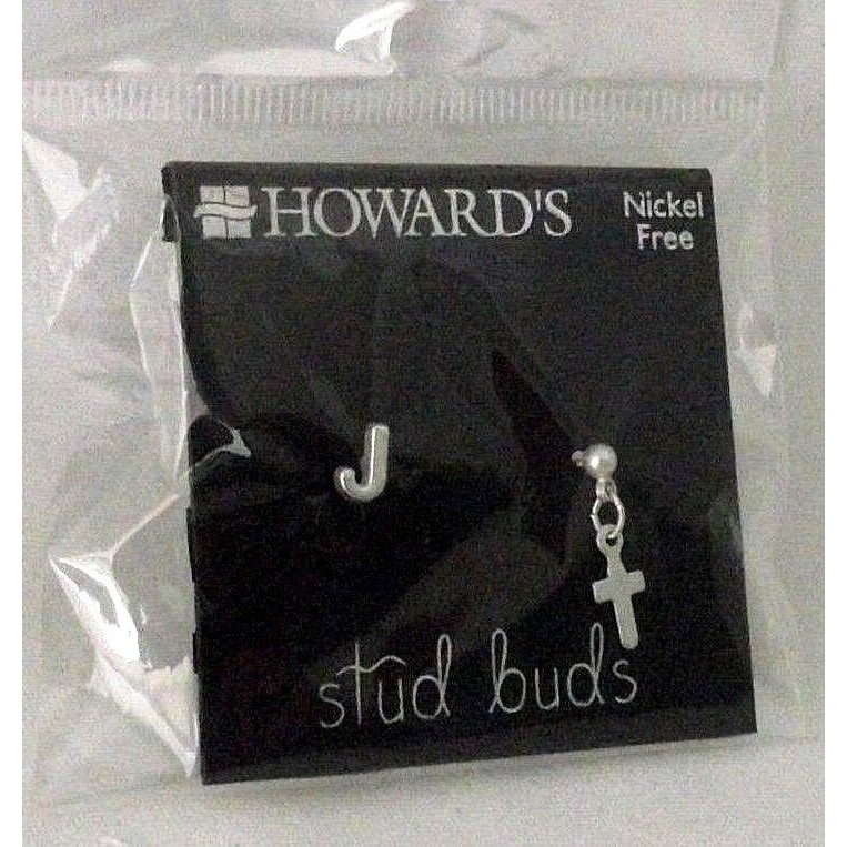 Cross Jewelry Earrings Stud Buds Initial J Pierced Howards Nickel Free Small New